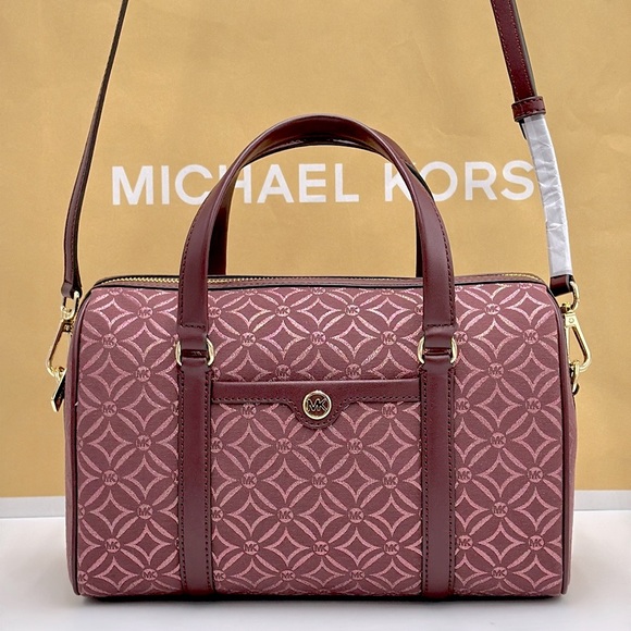 MICHAEL KORS JST TRAVEL MEDIUM DUFFLE SATCHEL SHOULDER CROSSBODY BAG MK OXBLOOD - Picture 7 of 15